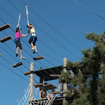 Students participate in ropes course